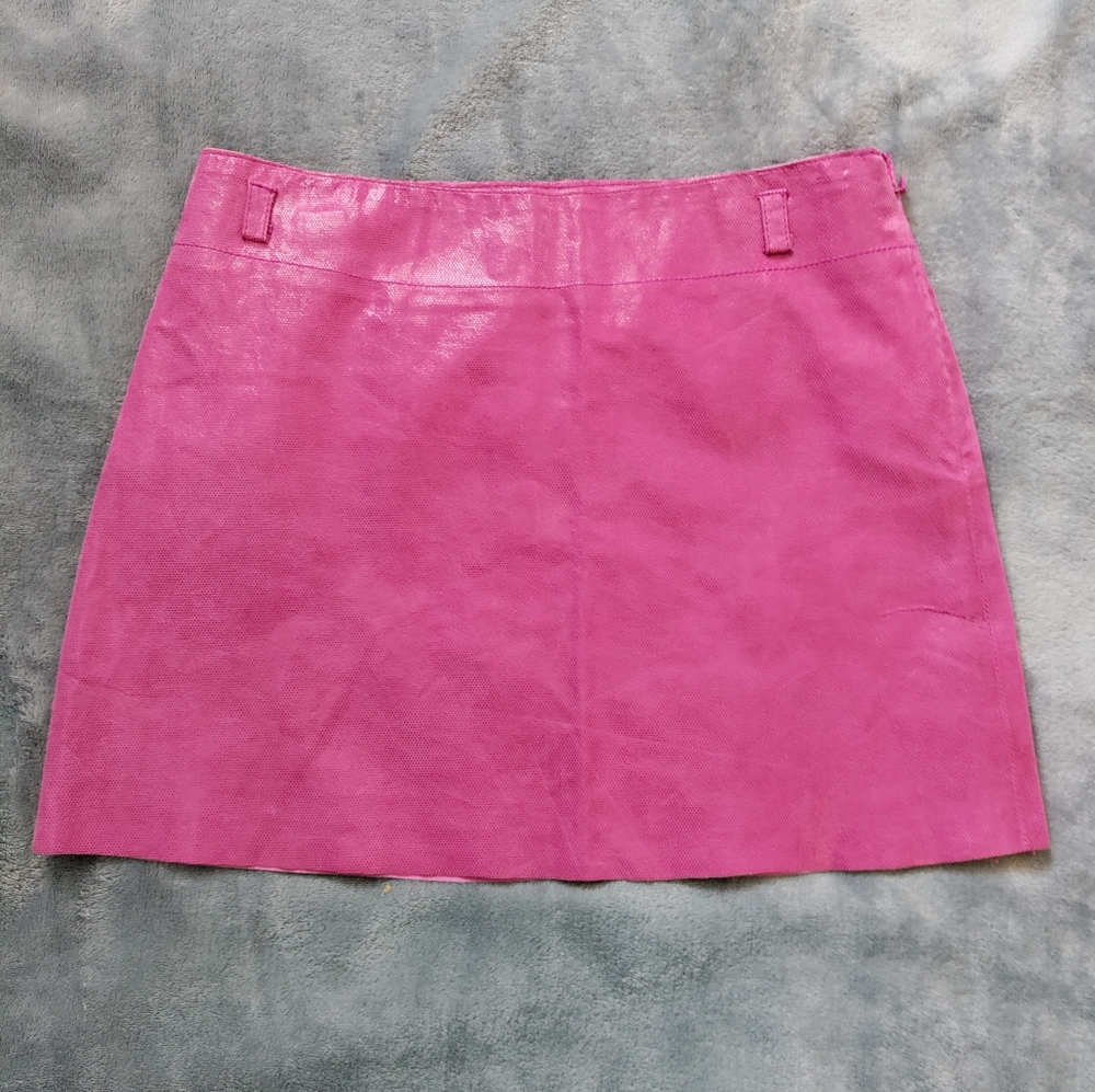 Pink Leather Skirt | Vintage Express Brand